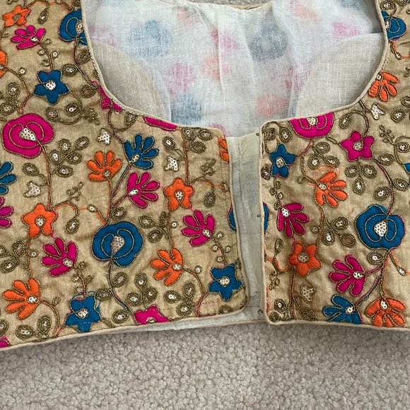 NEW] Indian Sari Saree Lehenga Blouse Gold XL - Picture 10 of 12